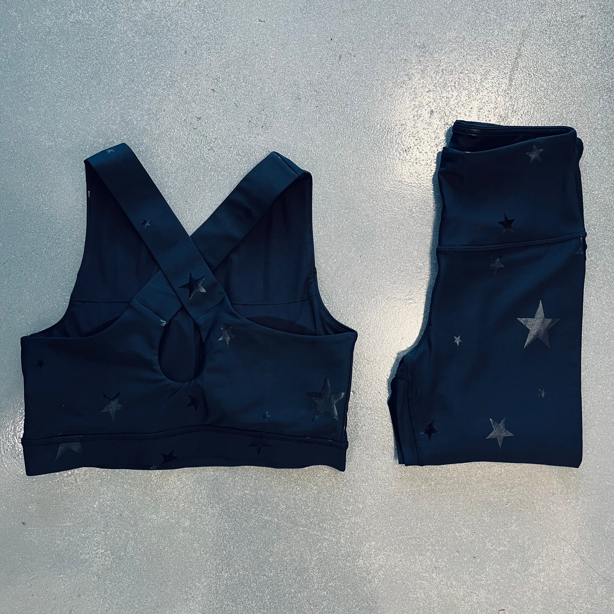 Matte Black + Stars Sports Bra