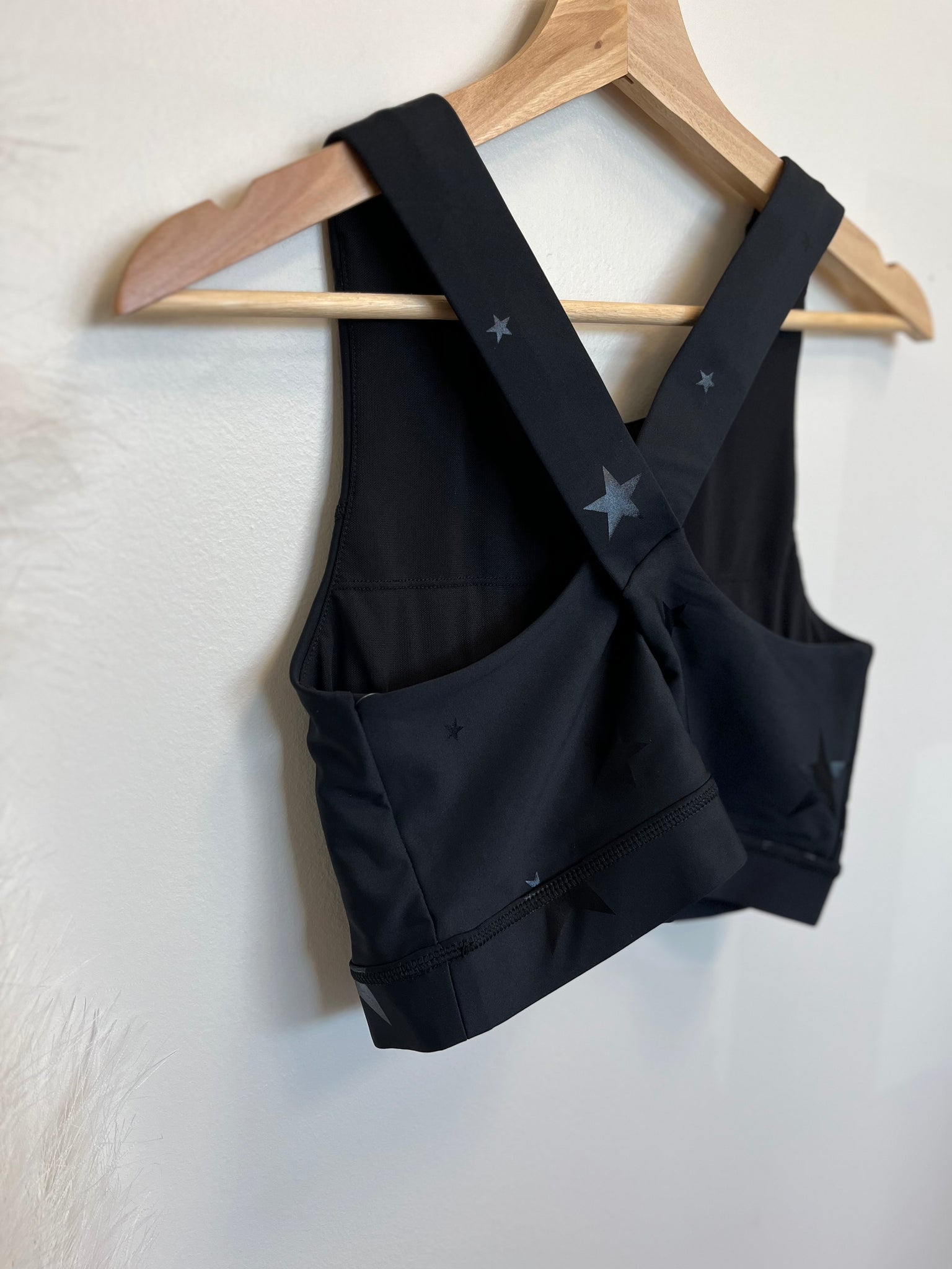 Matte Black + Stars Sports Bra