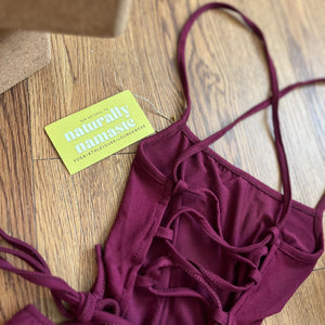 Wine Criss Cross Jumpsuit