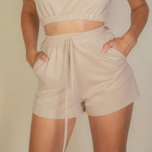 Highwaist Lounge Shorts- Natural
