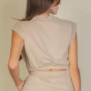 Cap Sleeve Lounge Top- Natural