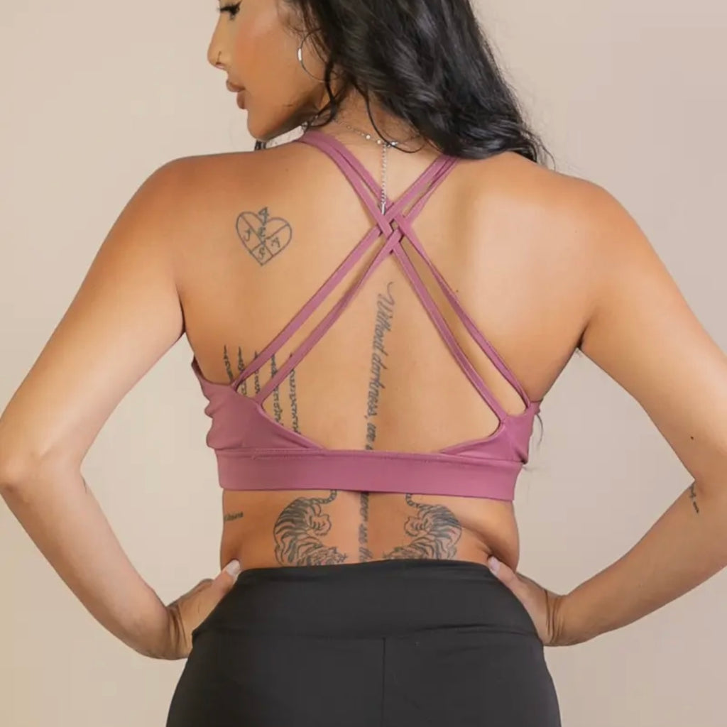 Mauve Cross Back Sports Bra