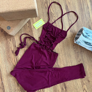 Wine Criss Cross Jumpsuit