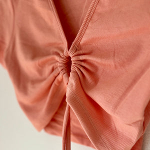 Ribbed Key Hole Lounge Top- Peach