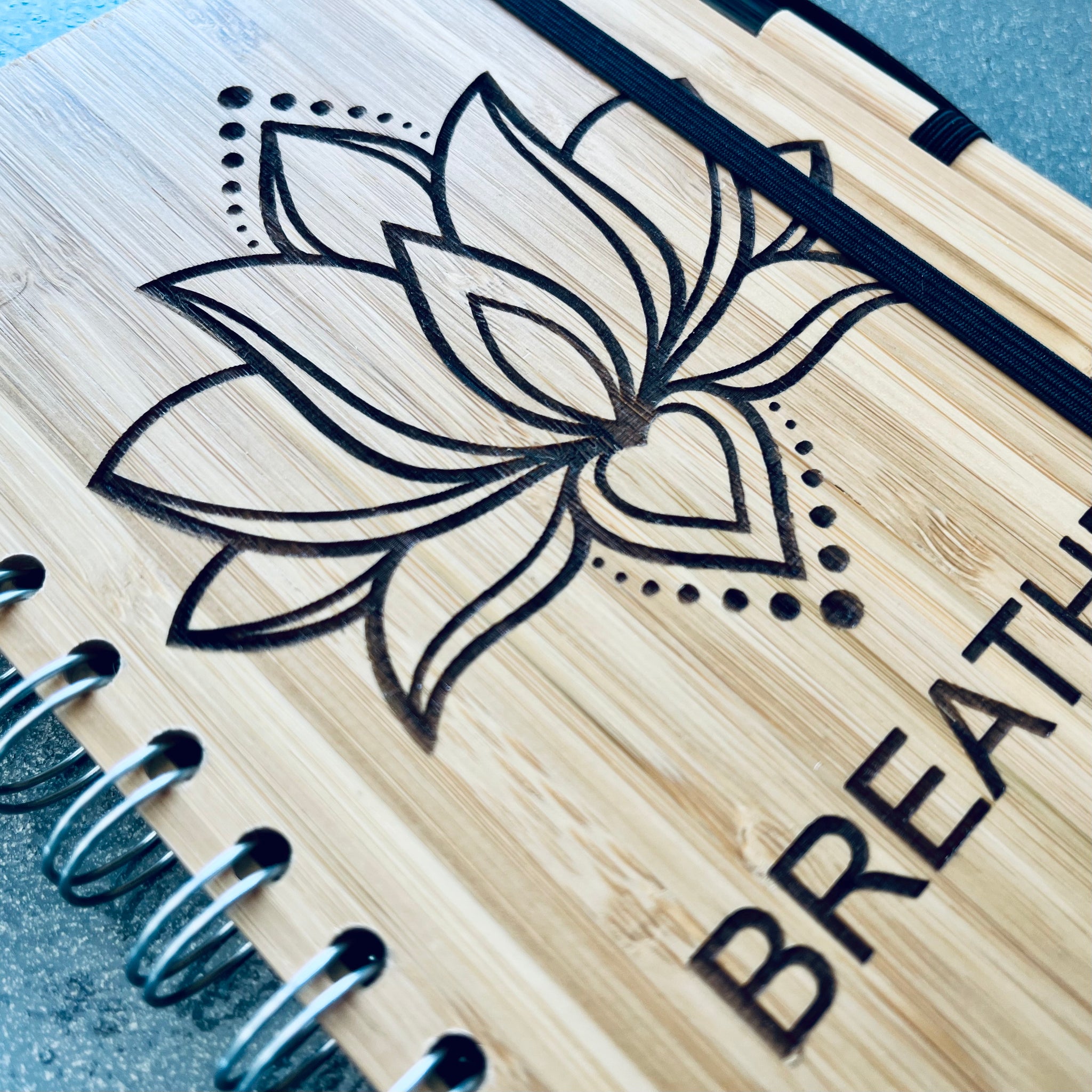 Bamboo Journal with Lotus Inscribed